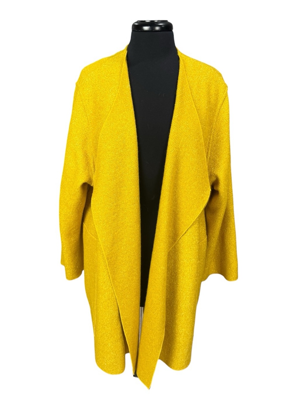 Caroline Rose Mustard Yellow Wool Blend Draped Cardigan Coat Women’s Size 1X EUC